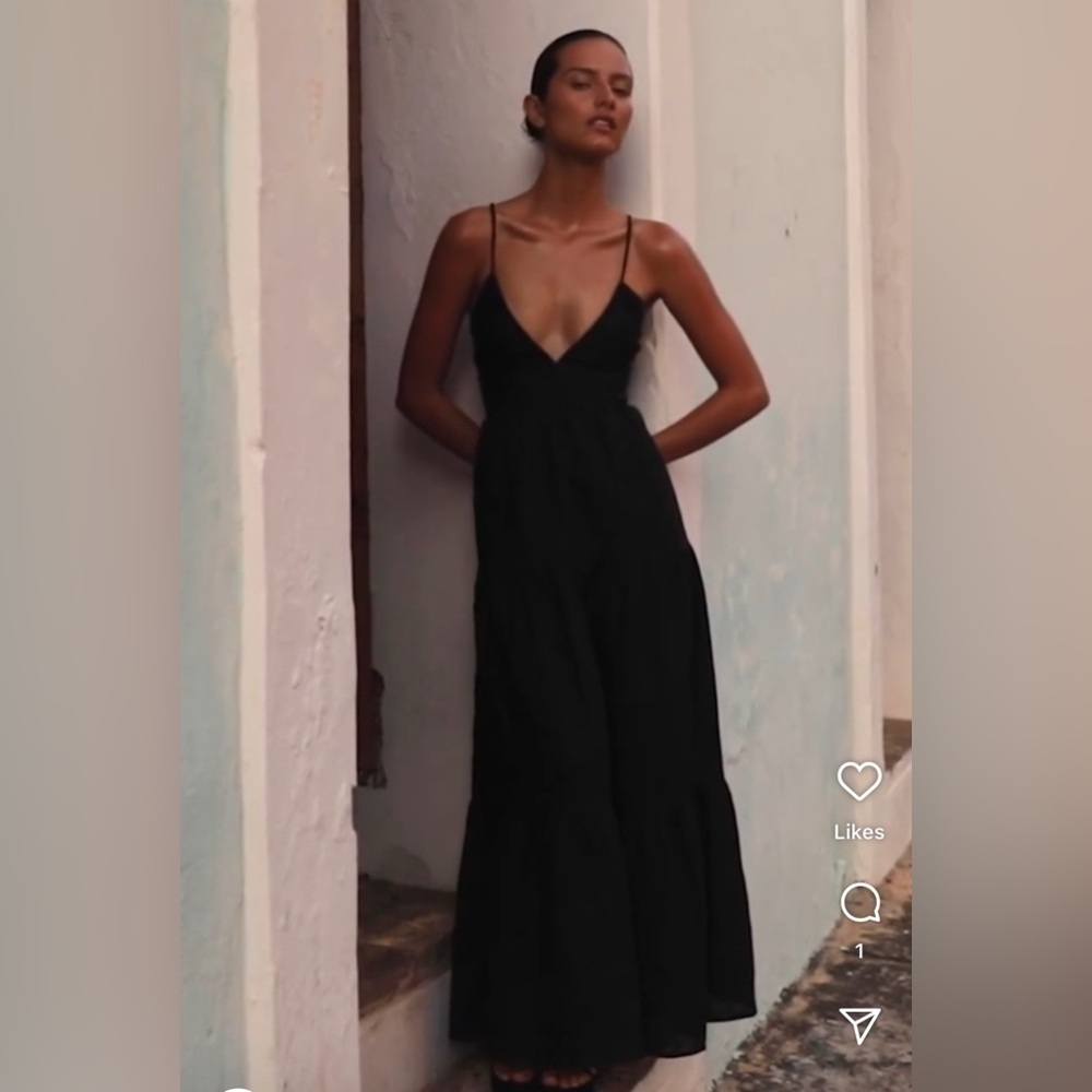 Lusana online black maxi dress small